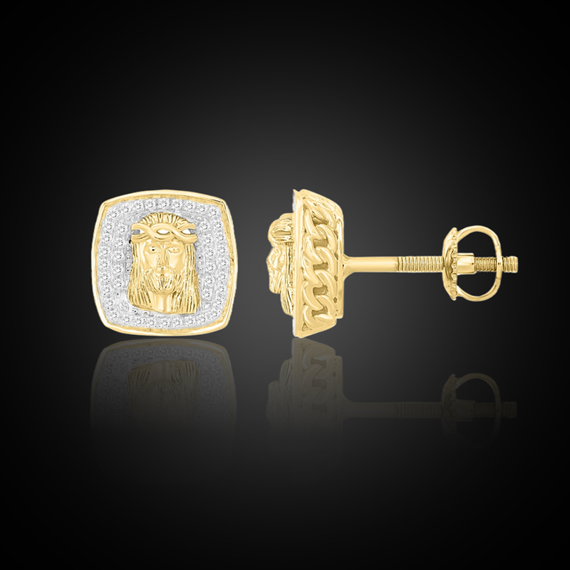 Iced Out Jesus Wearing The Crown Of Thorns Stud Earrings Gold - Image 3