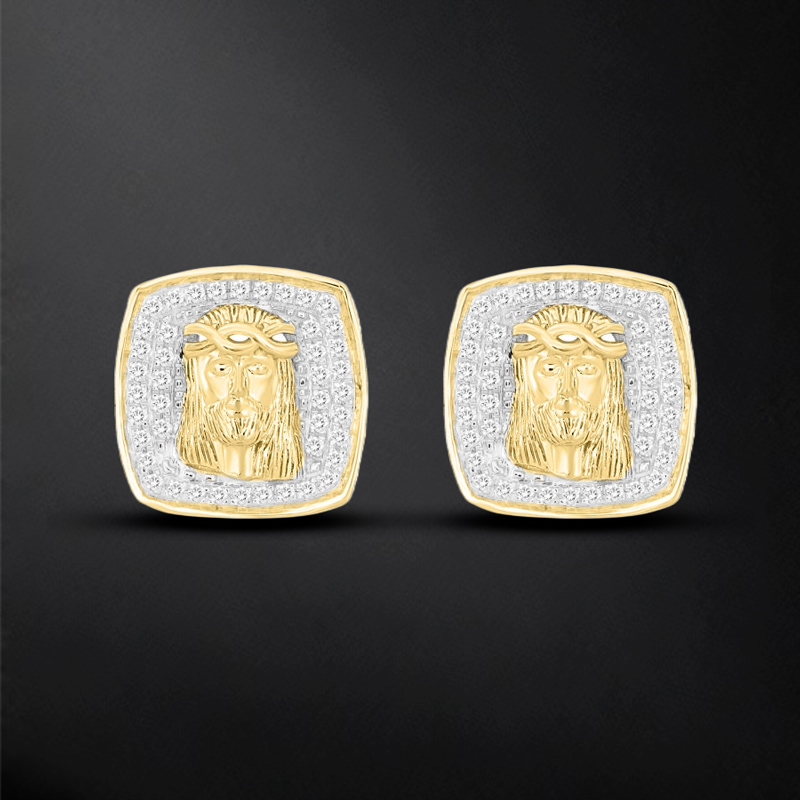 Iced Out Jesus Wearing The Crown Of Thorns Stud Earrings Gold