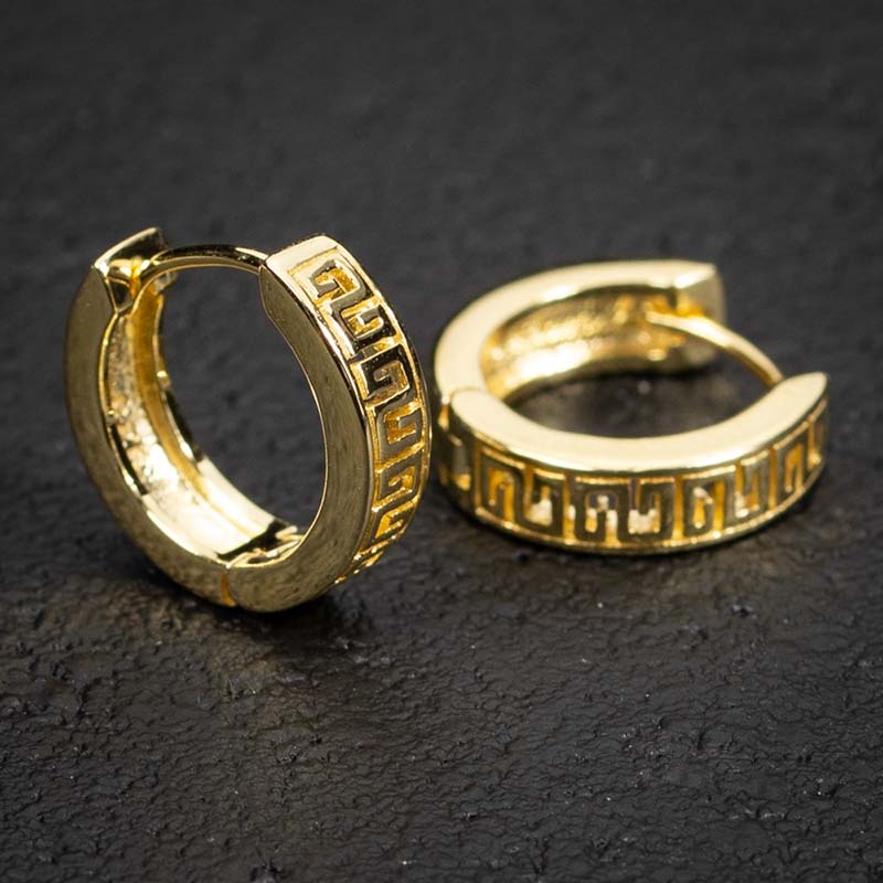 Skeleton Greek Key Hoop Earrings Bold Statement Style With Street Luxury - Image 3