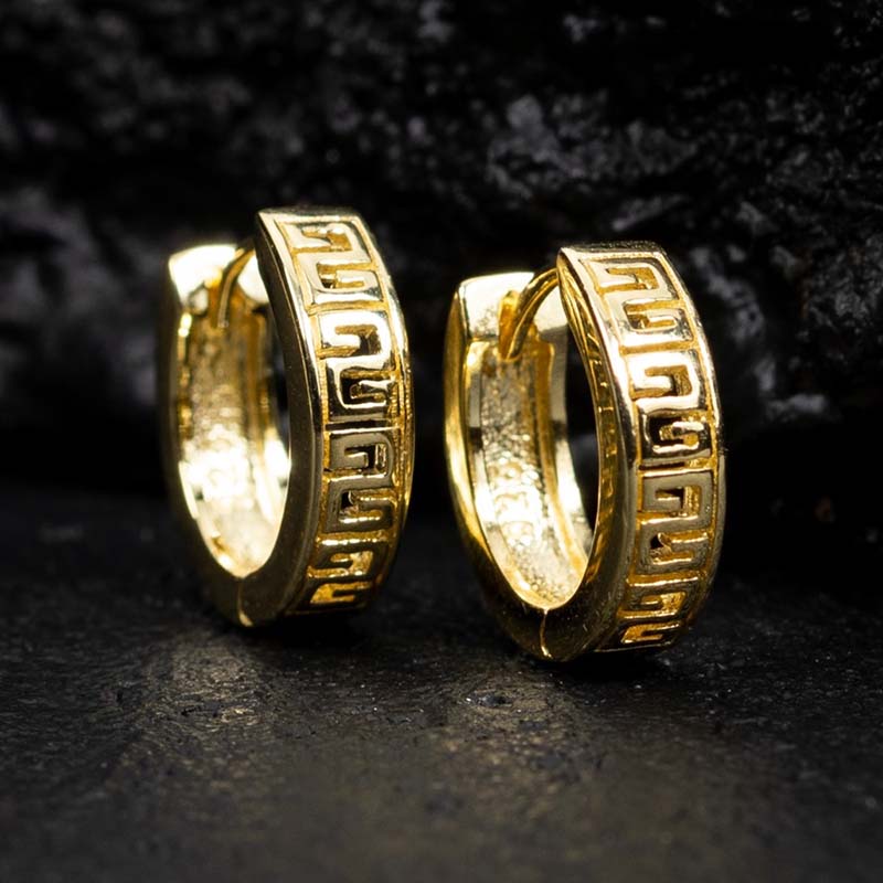 Skeleton Greek Key Hoop Earrings Bold Statement Style With Street Luxury