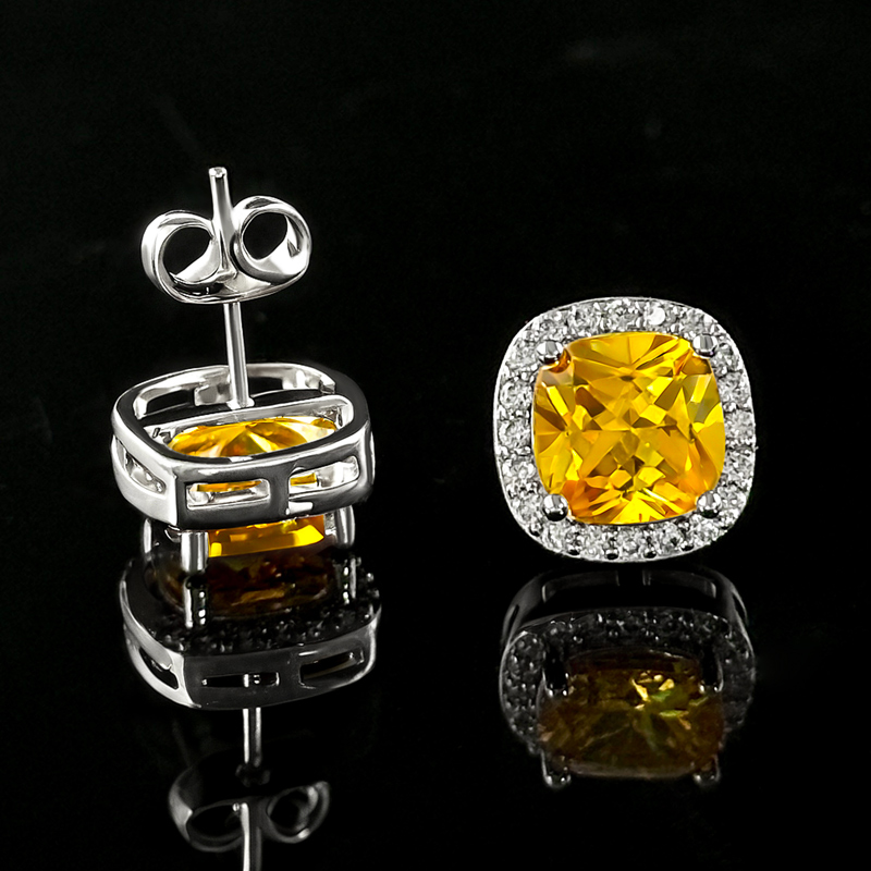 Iced Out Out Fancy Yellow Cushion Cut Earrings With Street Luxury Shine - Image 7