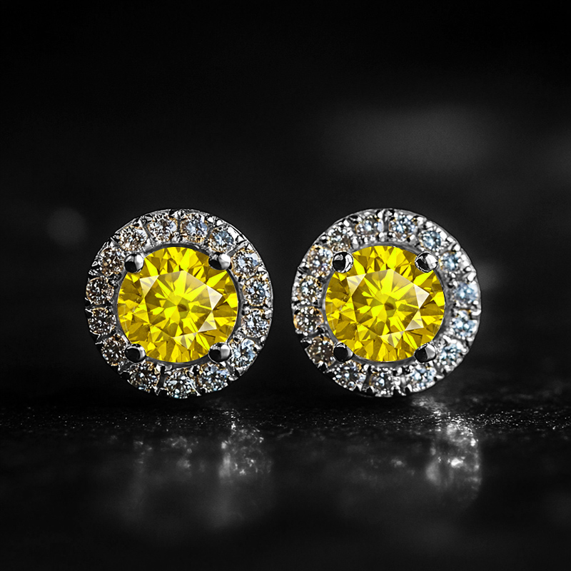 Brilliant Round Cut Halo Stud Earrings Moissanite With Street Luxury Shine - Image 3