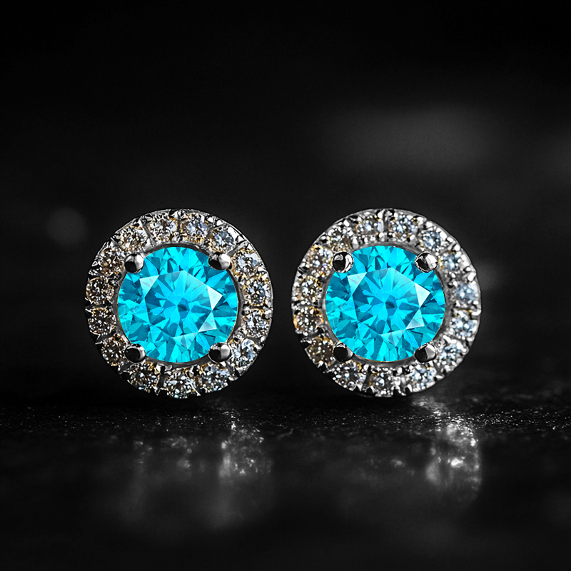 Brilliant Round Cut Halo Stud Earrings Moissanite With Street Luxury Shine - Image 4