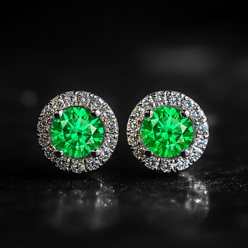 Brilliant Round Cut Halo Stud Earrings Moissanite With Street Luxury Shine - Image 5