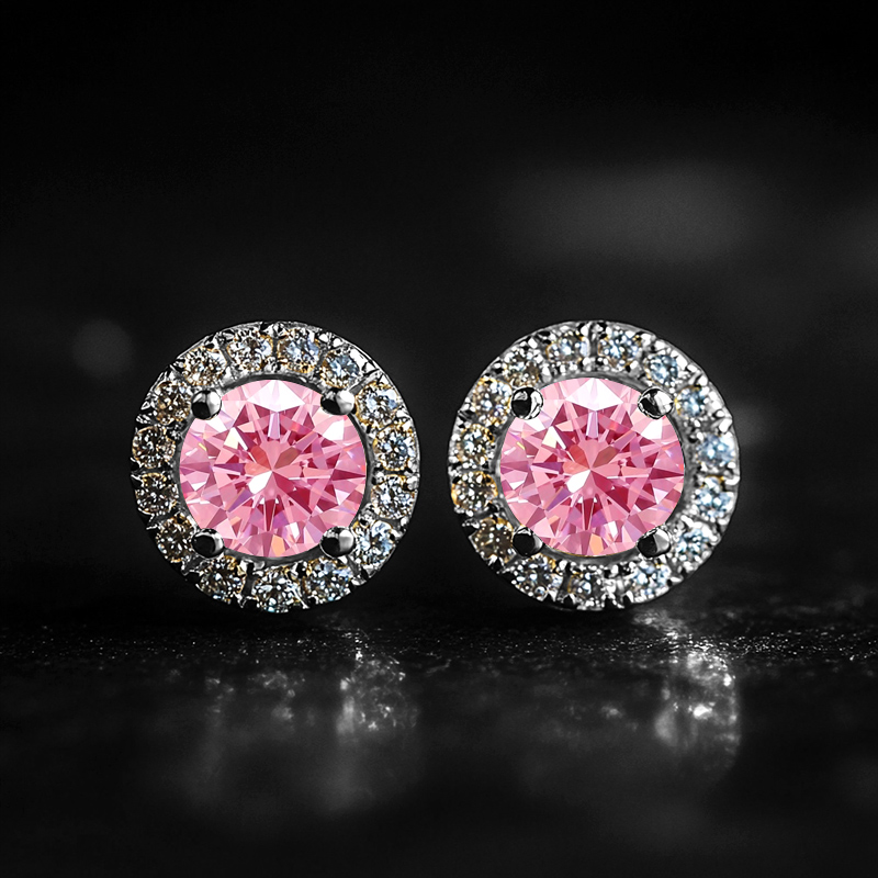 Brilliant Round Cut Halo Stud Earrings Moissanite With Street Luxury Shine - Image 6