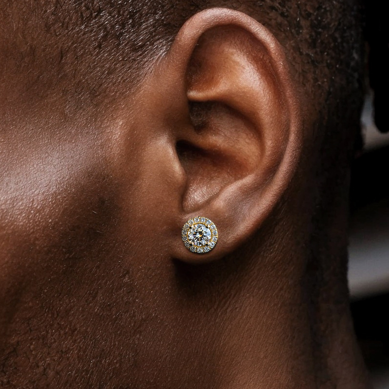 Brilliant Round Cut Halo Stud Earrings Moissanite With Street Luxury Shine - Image 8