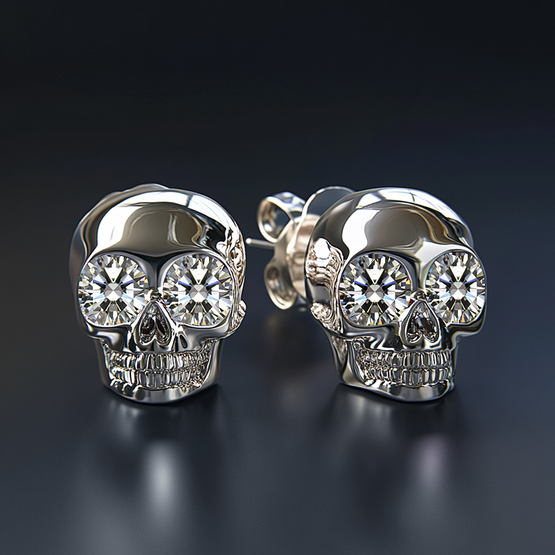 Diamond Skull Stud Earrings Iced Out Shine With Street Luxury - Image 11