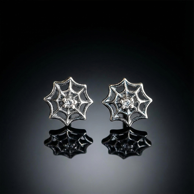 Spider Web Stud Earrings Bold Statement Style With Street Luxury - Image 3