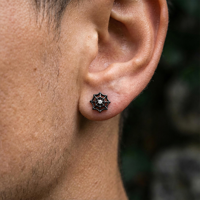 Spider Web Stud Earrings Bold Statement Style With Street Luxury - Image 5