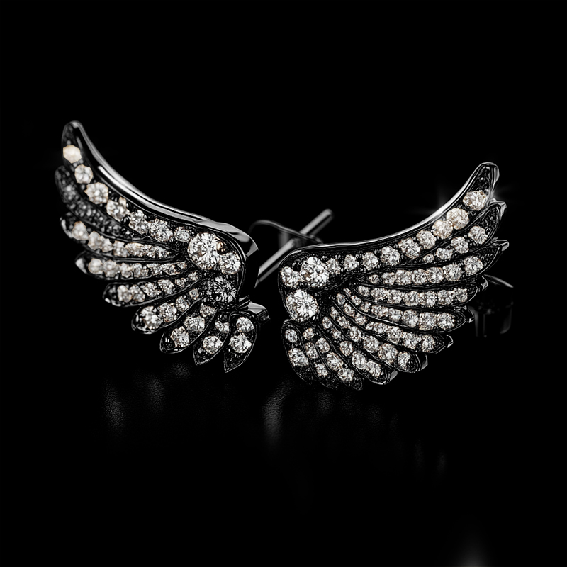 Iced Out Angle Wings Stud Earrings Moissanite With Street Luxury Shine - Image 4