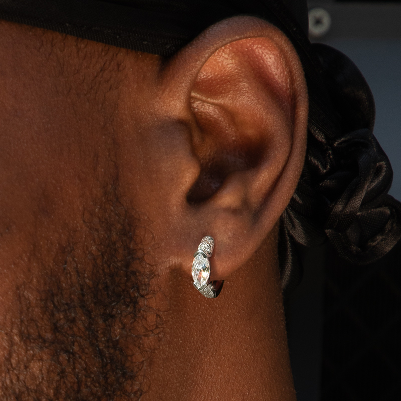 Iced Out Out 1ctw Marquise Cut Hoop Earrings Gold With Street Luxury Shine