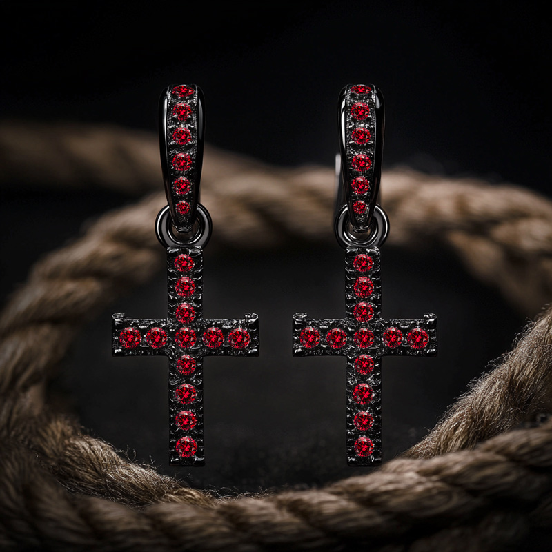 Diamond Cross Drop Earrings Iced Out Shine With Street Luxury - Image 3