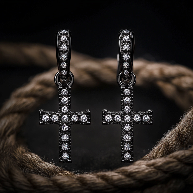 Diamond Cross Drop Earrings Iced Out Shine With Street Luxury - Image 5