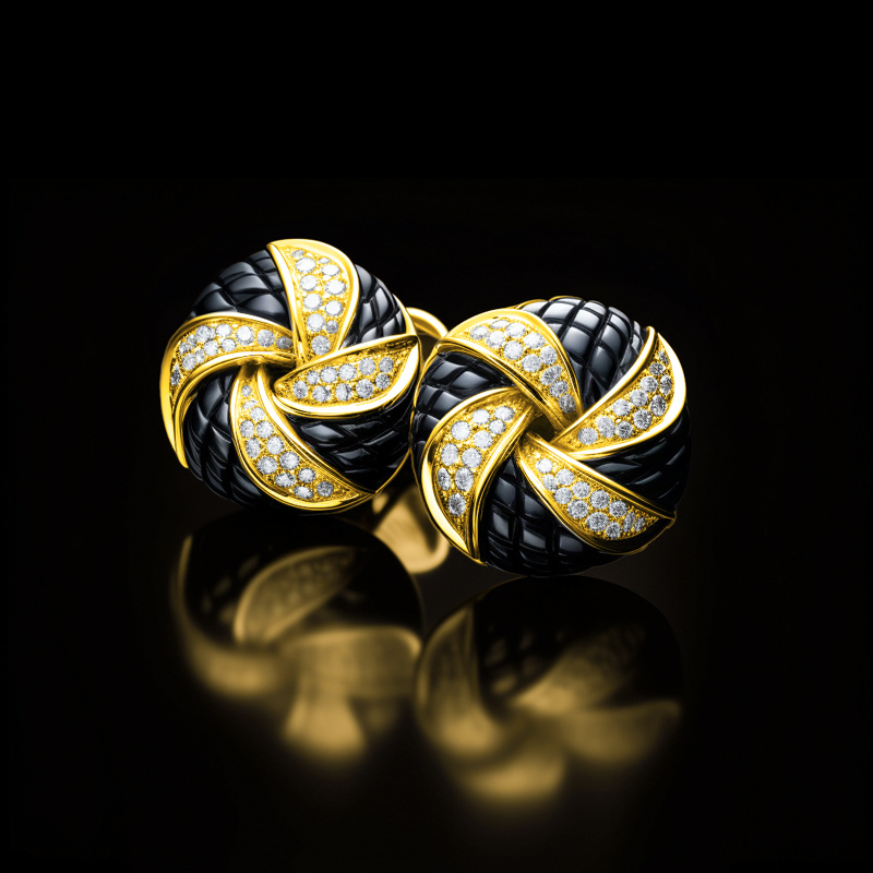 Two-tone Knot Stud Earrings Moissanite With Street Luxury Shine - Image 3