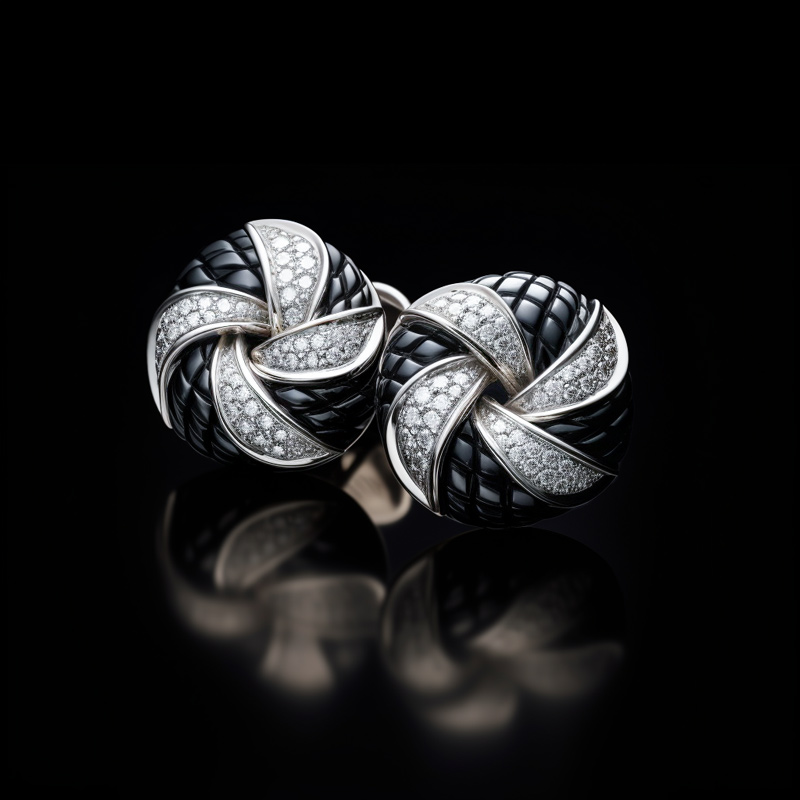 Two-tone Knot Stud Earrings Moissanite With Street Luxury Shine