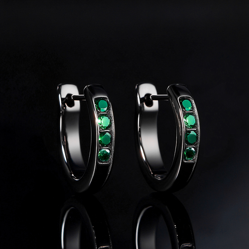 Classic Multicolor Hoop Earrings Moissanite With Street Luxury Shine