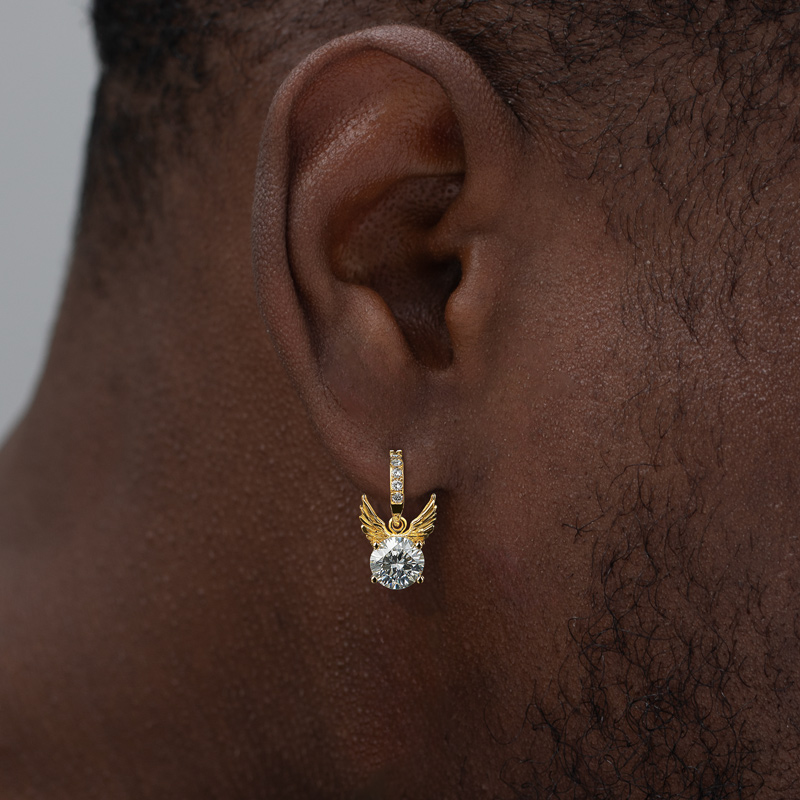 Brilliant Round Cut With Angle Wings Drop Earrings Moissanite - Image 4