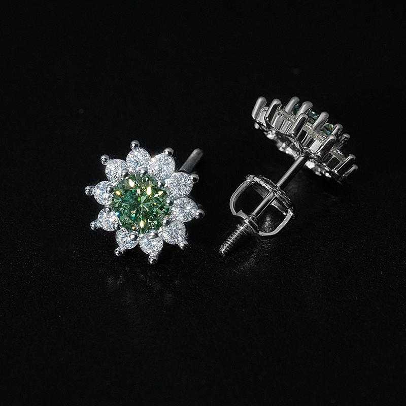 925s & Vvs Moissanite Flower Stud Earrings In White Gold Iced Out - Image 6