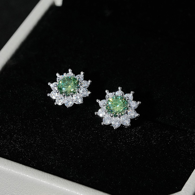925s & Vvs Moissanite Flower Stud Earrings In White Gold Iced Out - Image 7