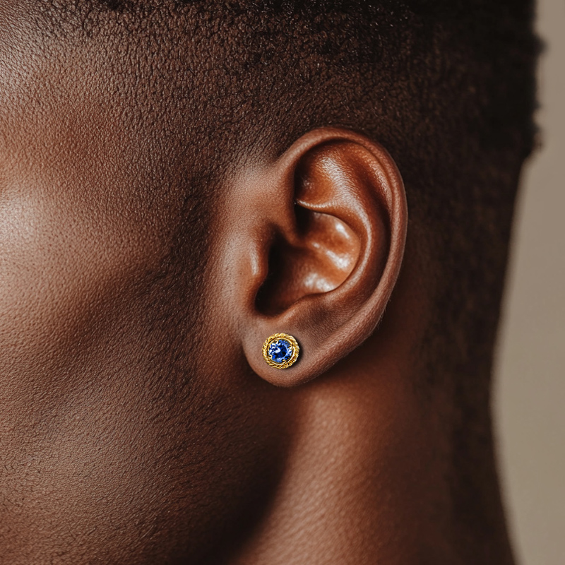Twisted Rope Round Stud Earrings In Gold Plating With Street Luxury Shine - Image 4