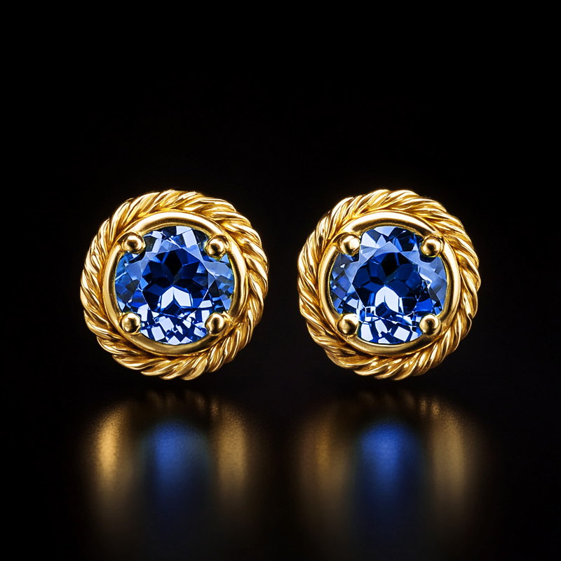 Twisted Rope Round Stud Earrings In Gold Plating With Street Luxury Shine - Image 5