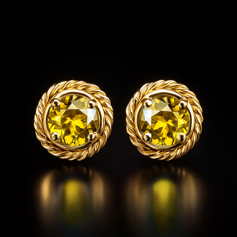Twisted Rope Round Stud Earrings In Gold Plating With Street Luxury Shine - Image 7