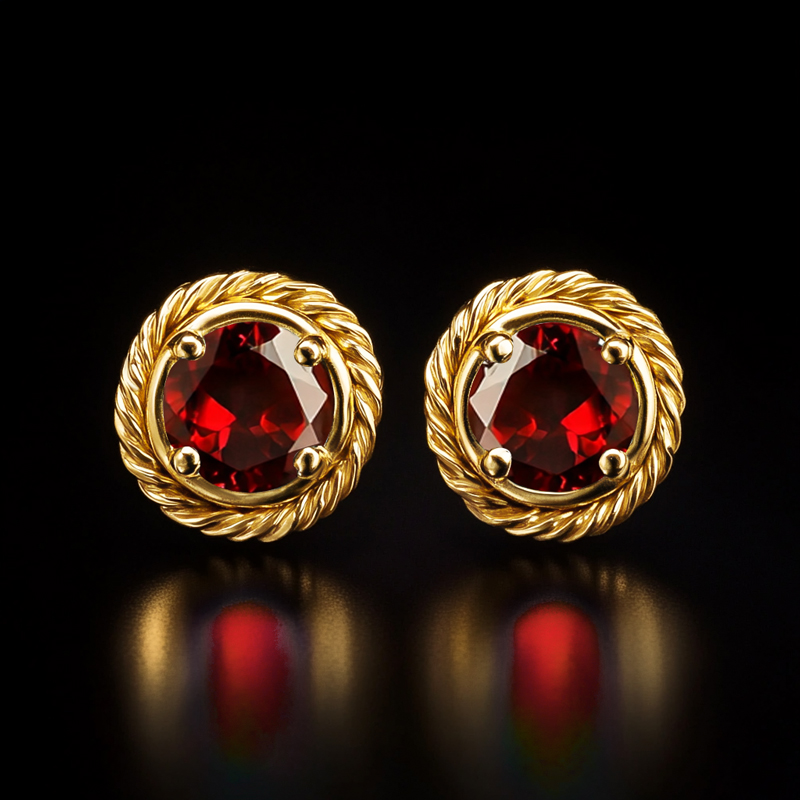 Twisted Rope Round Stud Earrings In Gold Plating With Street Luxury Shine - Image 8