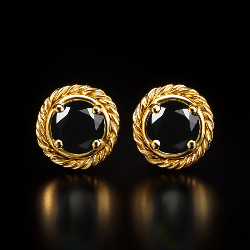 Twisted Rope Round Stud Earrings In Gold Plating With Street Luxury Shine - Image 9