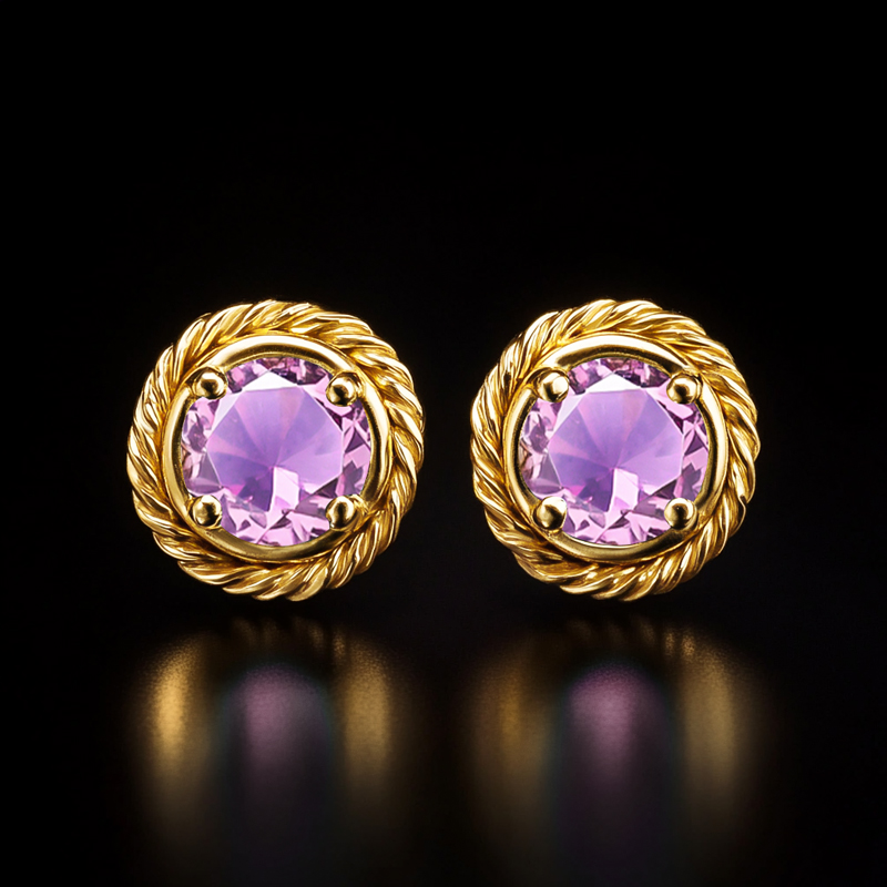 Twisted Rope Round Stud Earrings In Gold Plating With Street Luxury Shine - Image 10