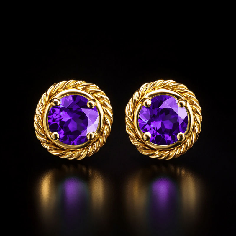 Twisted Rope Round Stud Earrings In Gold Plating With Street Luxury Shine - Image 11
