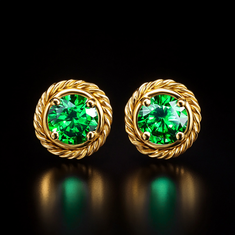 Twisted Rope Round Stud Earrings In Gold Plating With Street Luxury Shine - Image 12