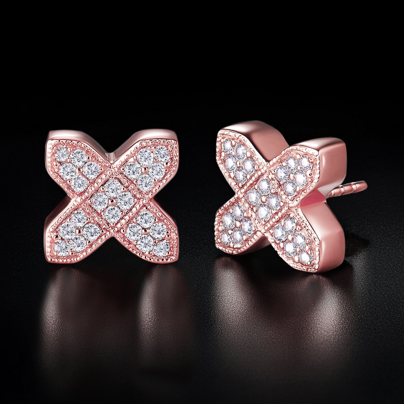 Iced Out Cross X-shaped Stud Earrings Moissanite With Street Luxury Shine - Image 3