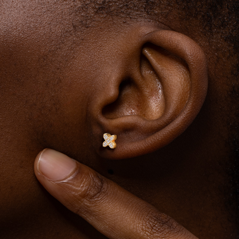 Iced Out Cross X-shaped Stud Earrings Moissanite With Street Luxury Shine - Image 4