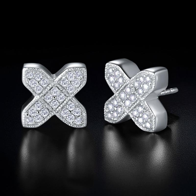 Iced Out Cross X-shaped Stud Earrings Moissanite With Street Luxury Shine - Image 5