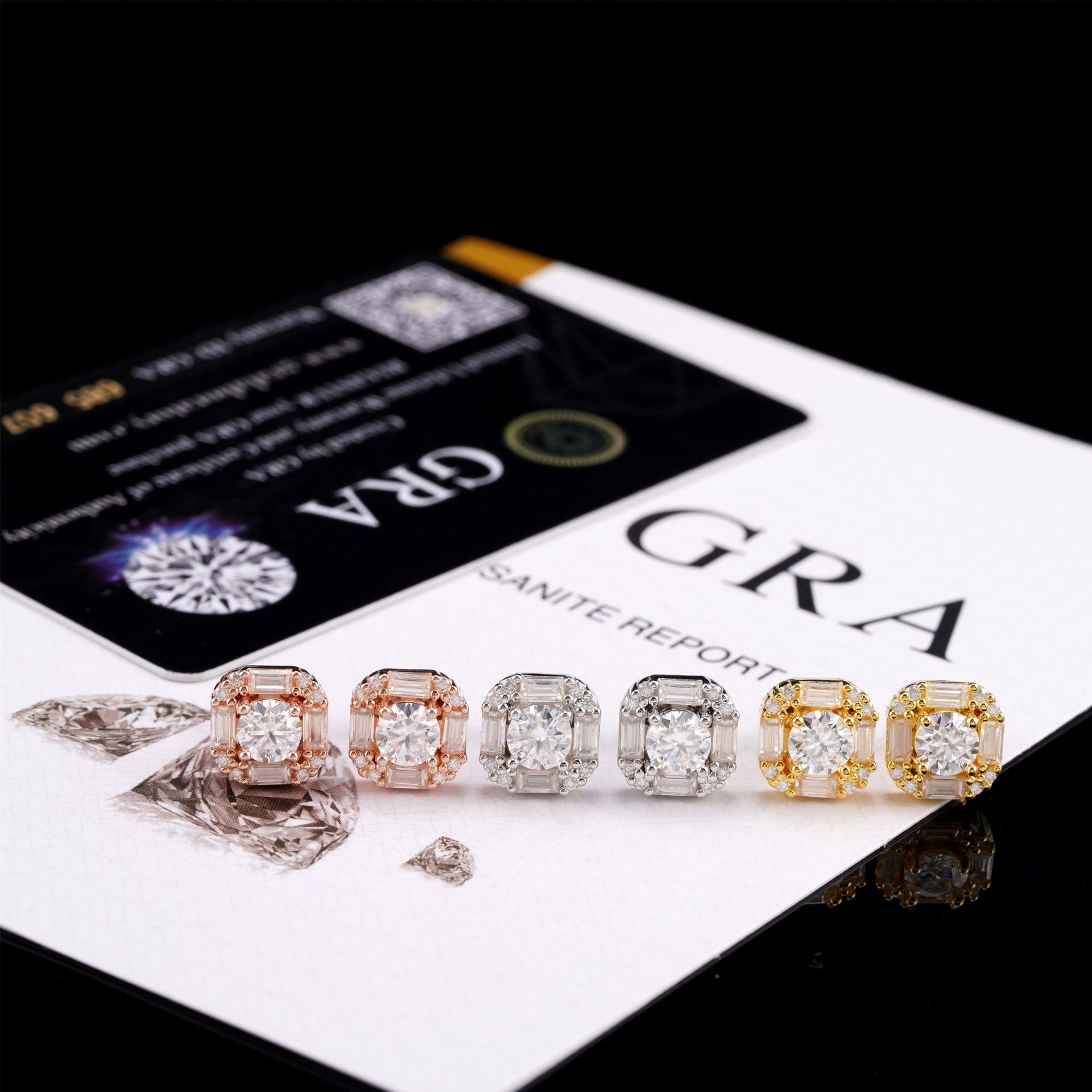 Round And Baguette Diamond Earrings Moissanite With Street Luxury Shine - Image 3