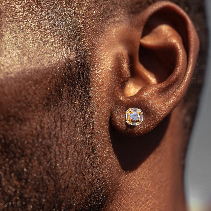 Round And Baguette Diamond Earrings Moissanite With Street Luxury Shine - Image 5