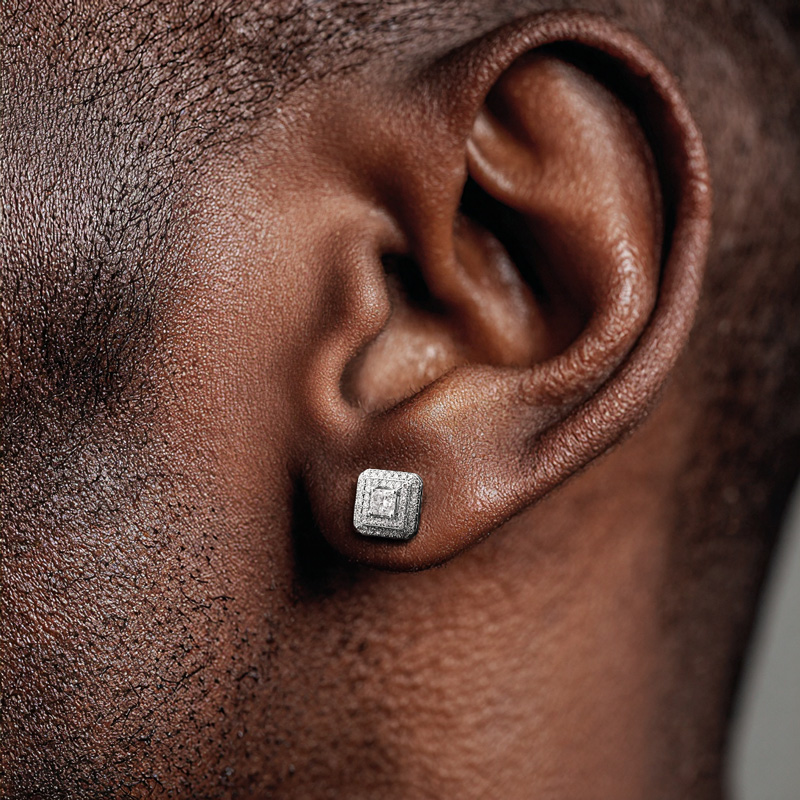 Iced Out Out Square Princess Cut Earrings Silver With Street Luxury Shine - Image 5