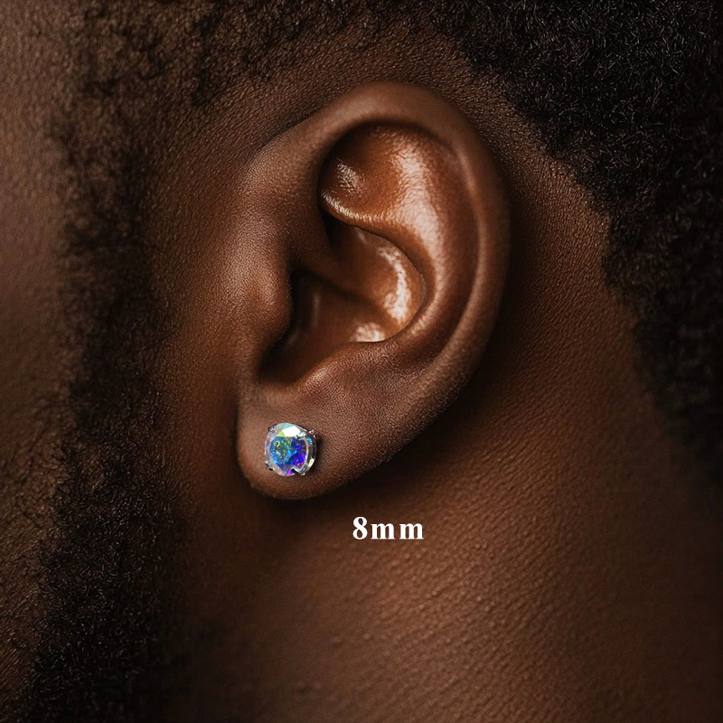 6mm/8mm/10mm Colorful Round Cut Stud Earrings With Street Luxury Shine - Image 3