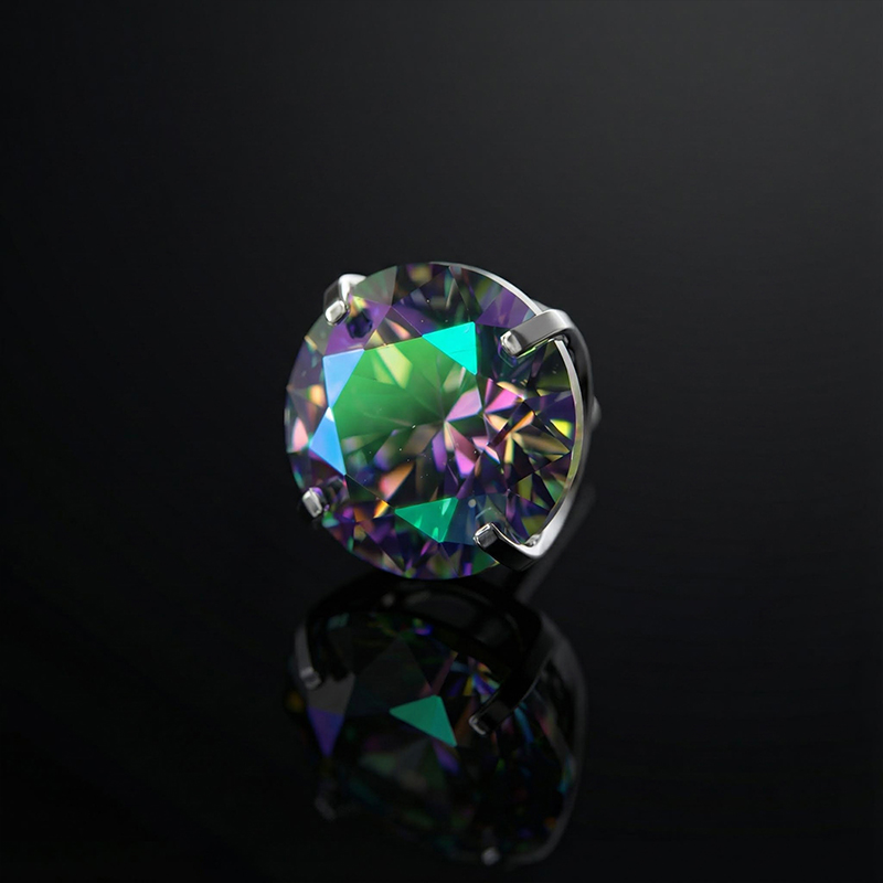 6mm/8mm/10mm Colorful Round Cut Stud Earrings With Street Luxury Shine - Image 5