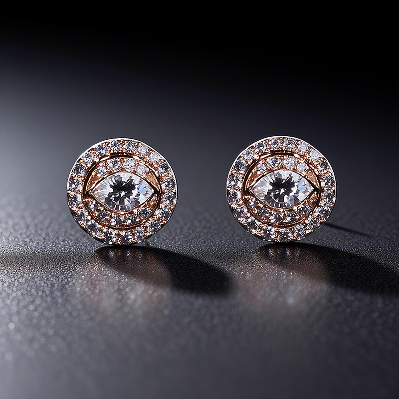 Iced Out Out Eyes Marquise Halo Diamond Stud Earrings Moissanite - Image 5