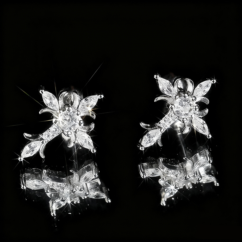 Iced Out Cross Floral Earrings Moissanite With Street Luxury Shine