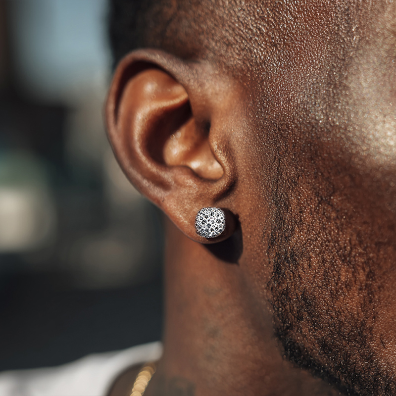 Iced Out Out Inverted Setting Round Cut Earrings Moissanite - Image 3