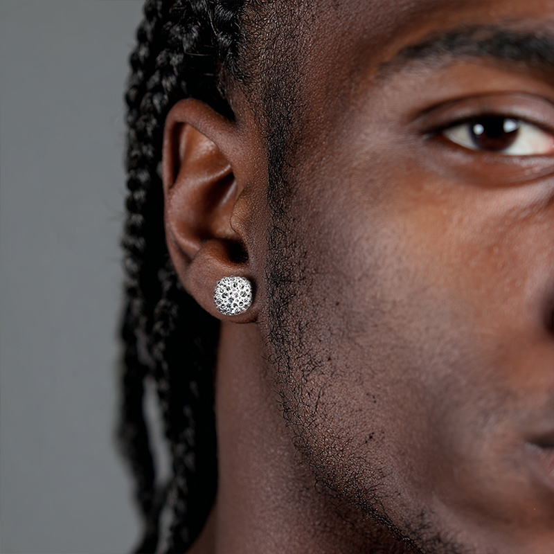 Iced Out Out Inverted Setting Round Cut Earrings Moissanite - Image 4
