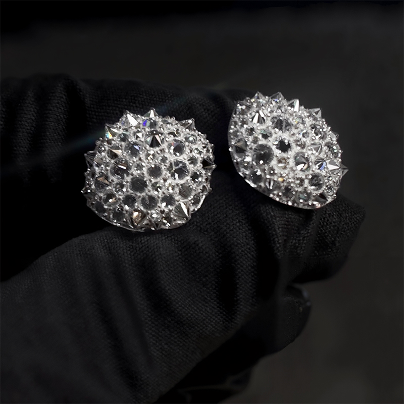 Iced Out Out Inverted Setting Round Cut Earrings Moissanite - Image 5