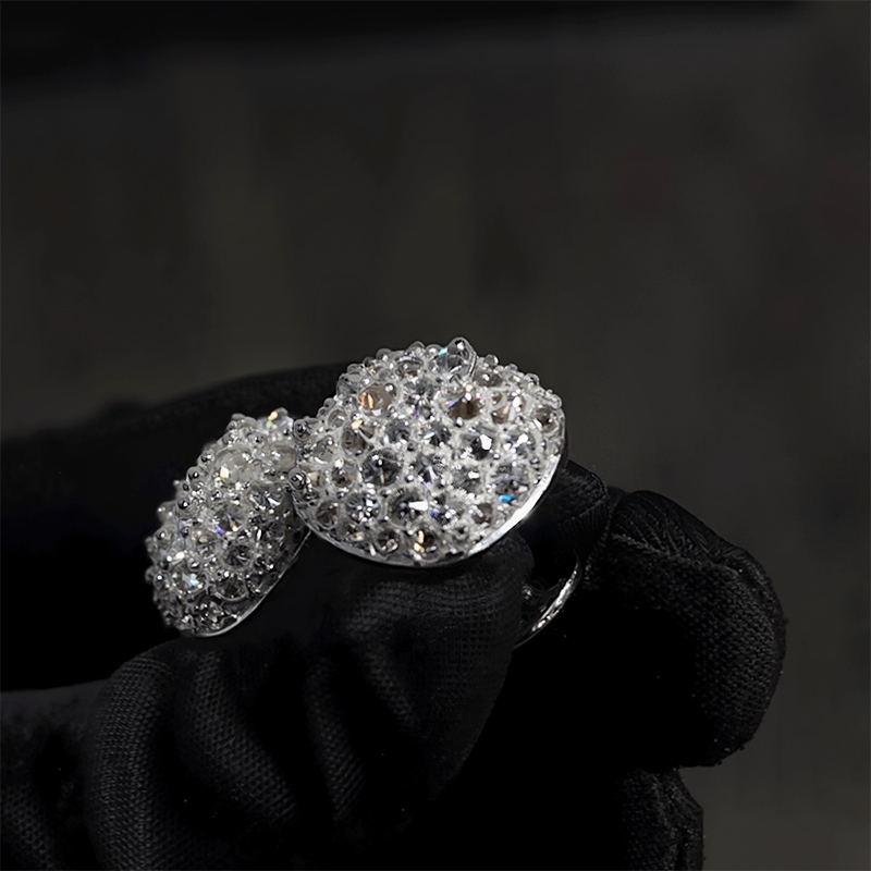 Iced Out Out Inverted Setting Round Cut Earrings Moissanite - Image 6