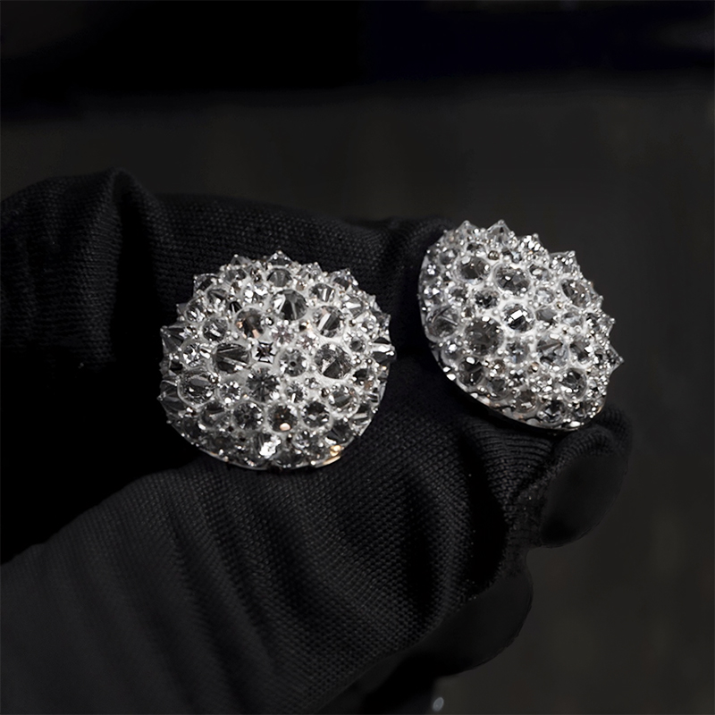Iced Out Out Inverted Setting Round Cut Earrings Moissanite - Image 7