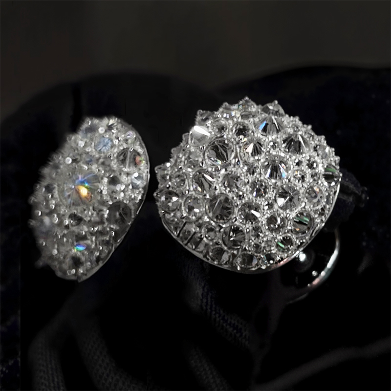 Iced Out Out Inverted Setting Round Cut Earrings Moissanite