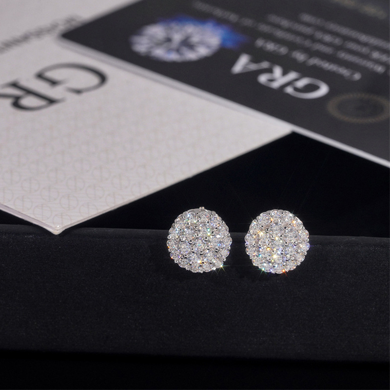 925s & Vvs Moissanite Round Cut Full Paved Earrings With Iced Out Shine - Image 3