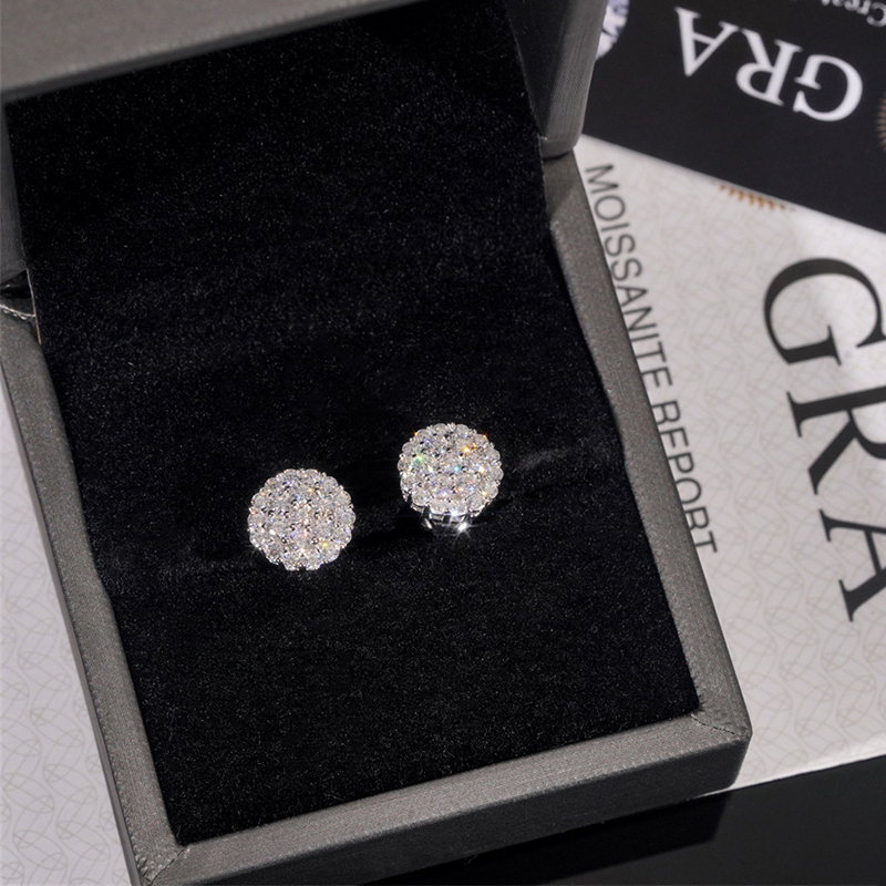925s & Vvs Moissanite Round Cut Full Paved Earrings With Iced Out Shine - Image 8