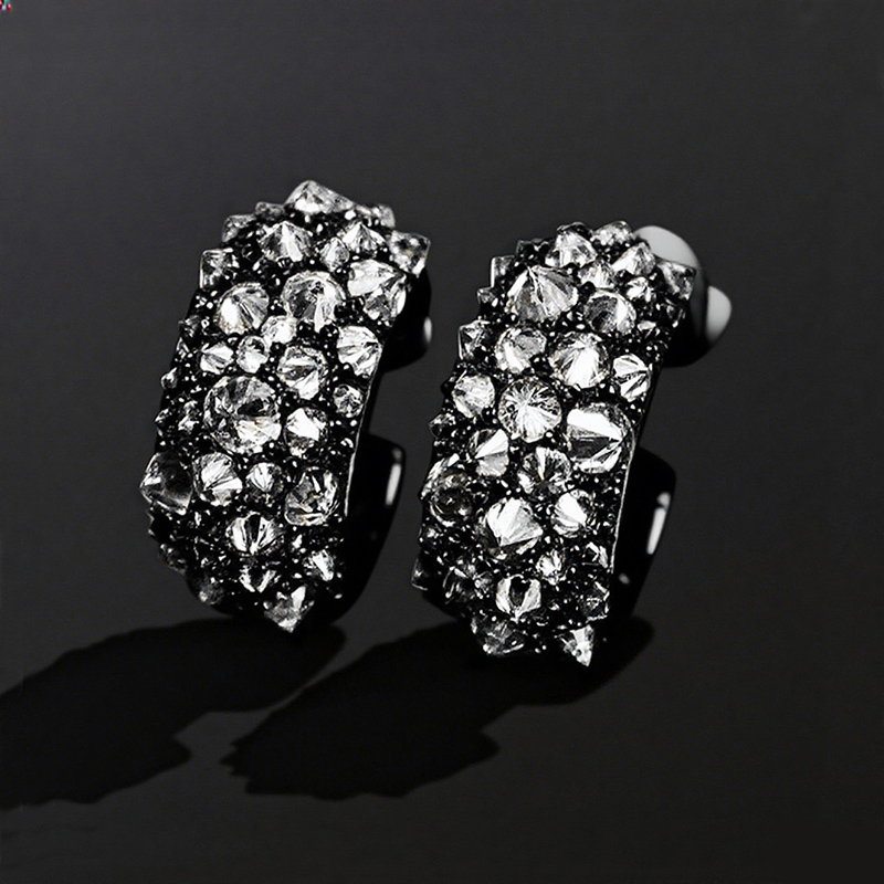 Iced Out Out Inverted Setting Earrings Silver With Street Luxury Shine - Image 3
